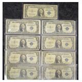 10 SILVER CERTIFICATES