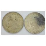 TWO PEACE DOLLARS