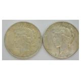 TWO PEACE DOLLARS