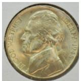 1945 D SILVER WAR NICKEL CH UNC