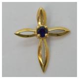 10K GOLD AND SAPHIRE CROSS