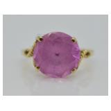 10K GOLD AND PINK STONE RING