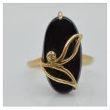 10K GOLD AND BLACK ONYX DIAMOND RING