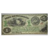 Crisp UNC 1873 South Carolina 1 Dollar Note