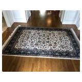 Cream & Green Wool area rug 6