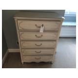 French Provincial 5 Drawer hi-boy chest