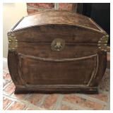 Bombay style wood treasure chest w/brass
