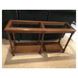 Vintage Sofa table cane bottom fruit wood