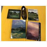 5pcs Golfing & TN books w/ paperweight golf shoe