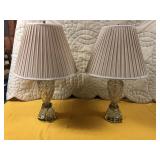 Pair of vintage crystal table lamps 30"T