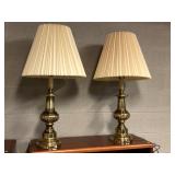 Pair of brass table lamps 32"T