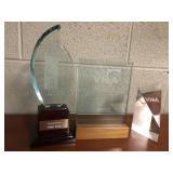 Lot of 3pcs crystal award trophies