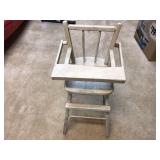 Vintage wooden doll high chair