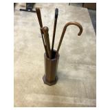 5pcs 4x Vintage canes & Mission oak can holder