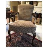 Queen Anne style upholstered arm chair