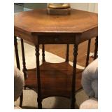 Octagonal leather top occasional table