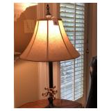 Scroll and pillar metal lamp