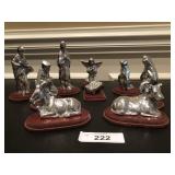 (9) vintage metal Nativity scene