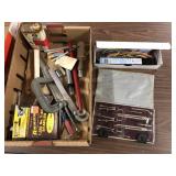 Misc tools, c clamps, oil can, drafting kit
