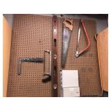 5pcs vintage 3 saws, level, square