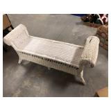 White wicker window bench
