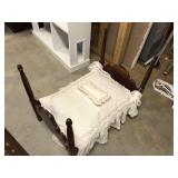 Four poster Walnut handmade doll bed