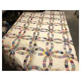 Vintage Double Wedding ring quilt 76"W x 89"L