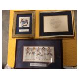 3pcs of framed prints and needlepoint