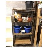 Vintage metal shelf w/ contents