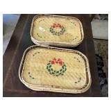 (9) Holiday stenciled bamboo entertaining trays