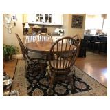 Oak oblong table w/six Windsor back chairs