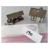 Pair of N Scale Metal Cast Railroad Buildings & Sc