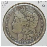 1892 O MORGAN DOLLAR  KEY DATE VF