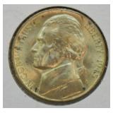 1945 D SILVER nickel  CH UNC