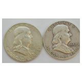 TWO FRANKLIN HALF DOLLARS