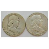 TWO FRANKLIN HALF DOLLARS