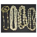 4 pcs. Shell & Carved Bone Necklaces
