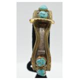 Sterling & 12K G.F. Turquoise Watch Cuff  Bracelet