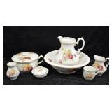 6 pc. Victorian Wash Basin & Chamber Set