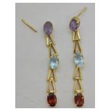 14K GOLD GARNET AND DIAMOND EARRINGS