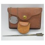 Vintage Naval Reserve Tag, Leather Pouches