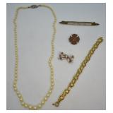 Antique Gold & Costume Jewelry Lot