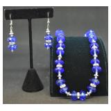 Blue Crystal Beaded Necklace & Earring Set