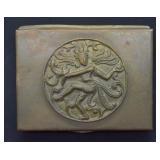 Vintage / Antique Indian Lakshmi Brass & Wood Box