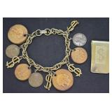 Vintage Penny /Wooden Nickel Bracelet & Money Clip