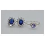 2 pcs. Sterling Silver Ring & Earring Set