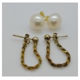 2 pcs. Sterling & Pearl Earrings