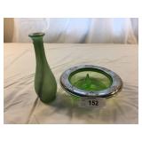 2pcs Early Vasoline w/ silver plate Ash Tray +