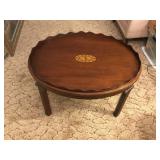 Ornate Walnut center table w/ inlay