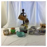 (13) Miscellaneous coffe mugs with stand